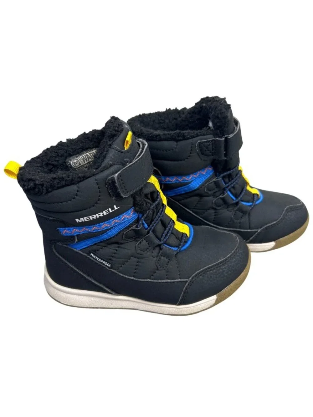 Merrell Kids Snow Crush 3.0 Jr Boots 9M Black Blue Waterproof Insulated Winter